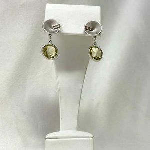 Breuning Green Quartz & White Sapphire Dangles in Sterling Silver